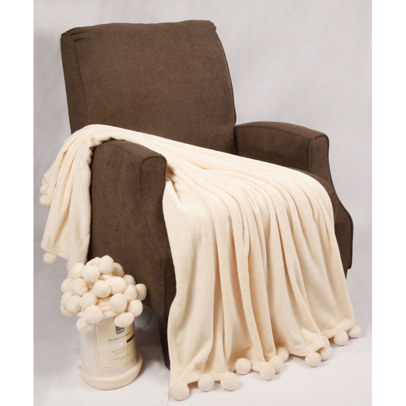 Antique White Fleece Sherpa Reversible Kids Throw Blanket