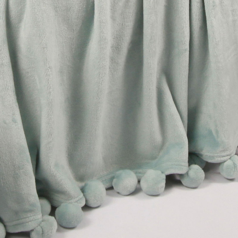 Harbor Grey Sherpa Fleece Kids' Pom Pom Throw Blanket 50" x 60"