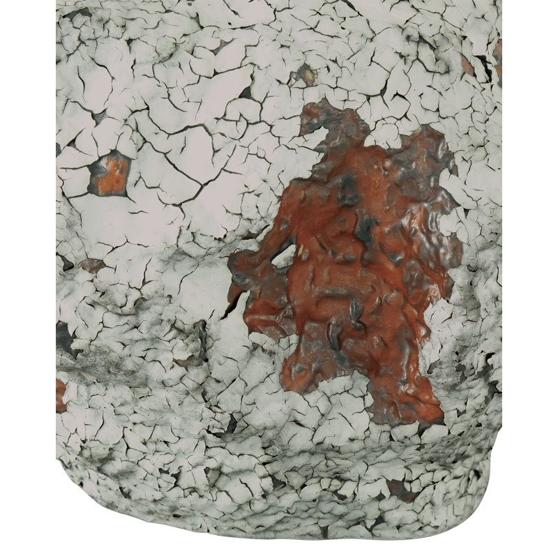 Grotesque Medium Off-White Gray Burnt Orange Porcelain Vase