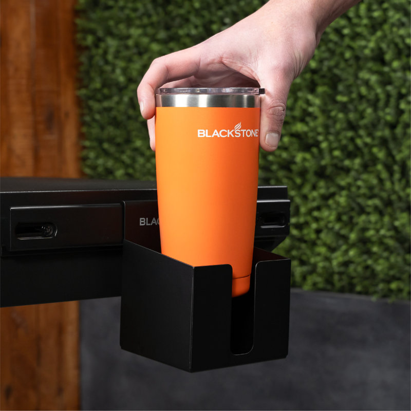 Black Matte Steel Grill Cup Holder with Mug Handle Cutout