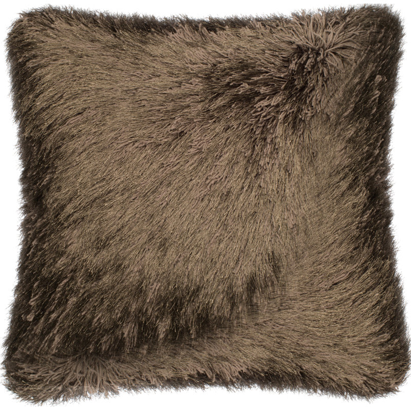 Brown 22" Square Embroidered Polyester Throw Pillow Set