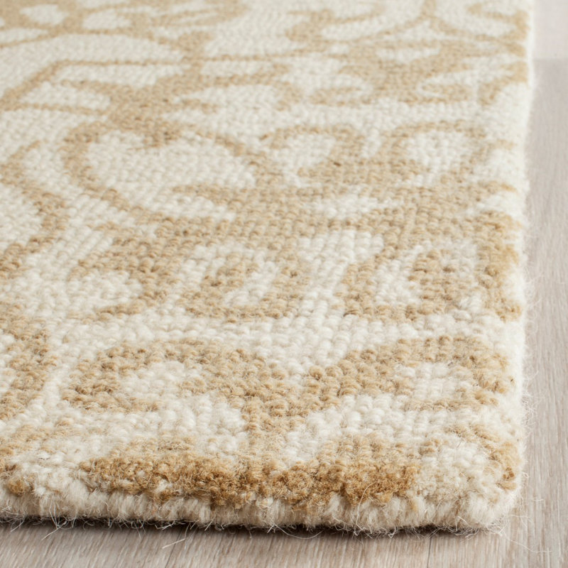 Hand-Tufted Ivory and Sand Wool Square Rug 6' x 6'