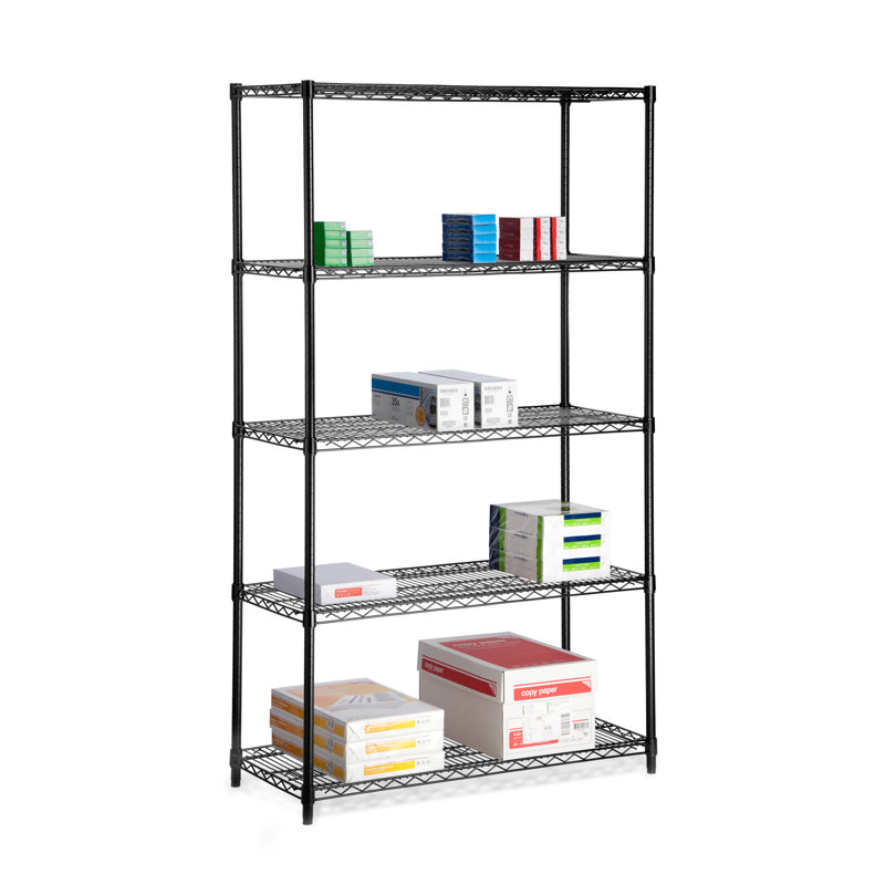 Heavy-Duty Black Steel 5-Tier Garage Shelving Unit, 800 lbs Capacity