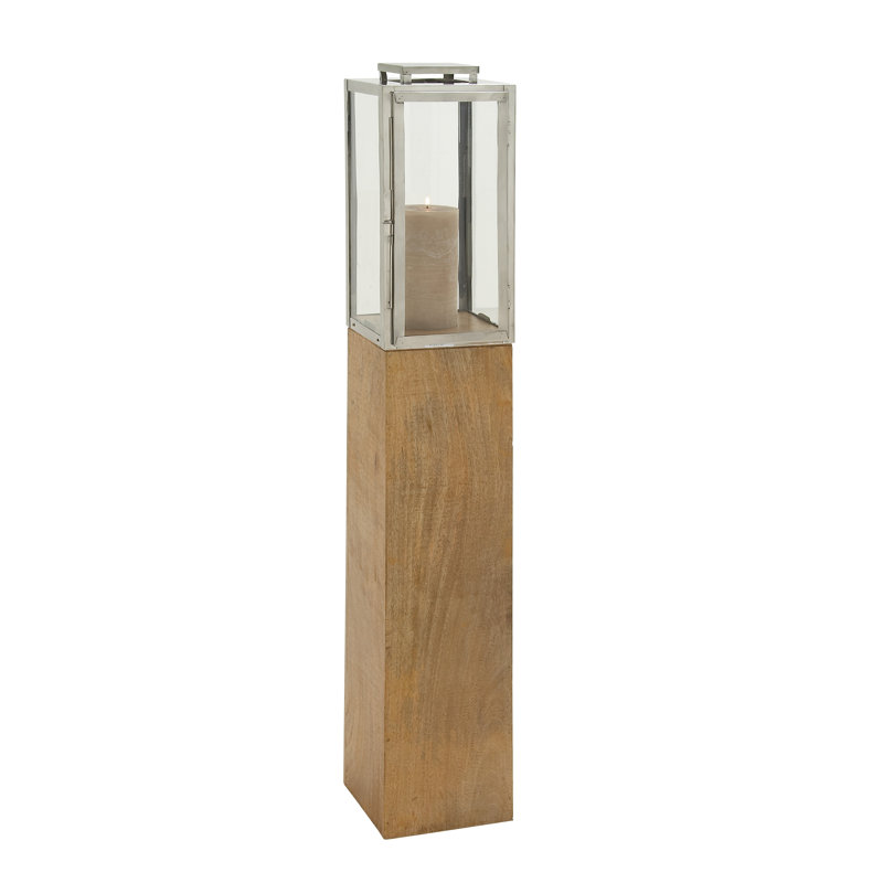 Elegant Mango Wood Hanging Candle Lantern 36" - Contemporary Brown