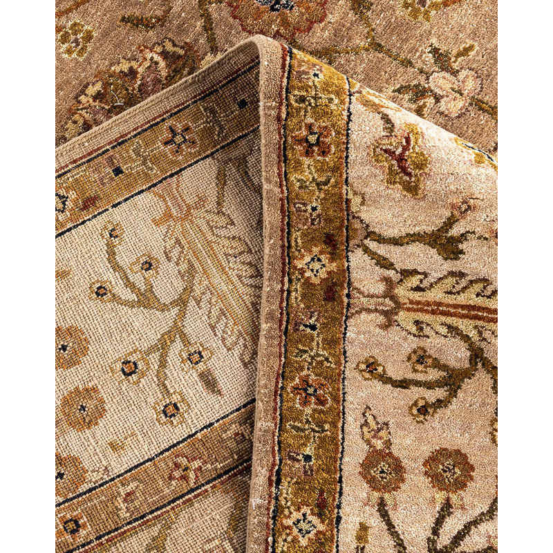 Handmade Brown and Beige Wool Rectangular Area Rug