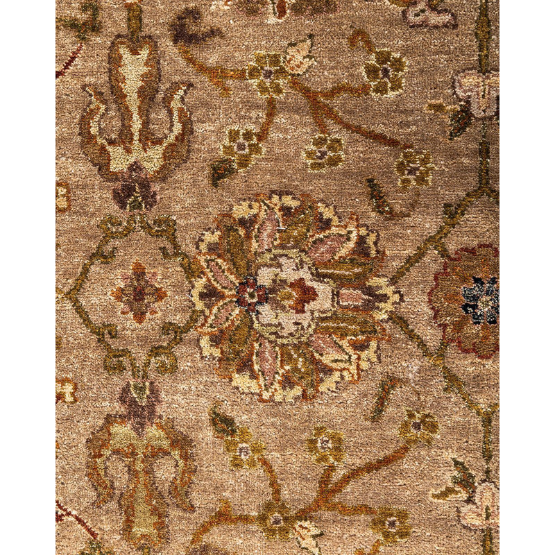 Handmade Brown and Beige Wool Rectangular Area Rug