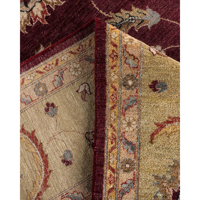Hand-Knotted Red Wool Rectangular Area Rug, 9' 2" x 12' 3"