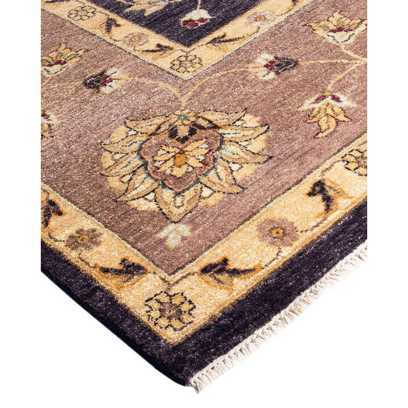 Oushak Navy and Beige Hand-Knotted Wool Area Rug 9' x 12'