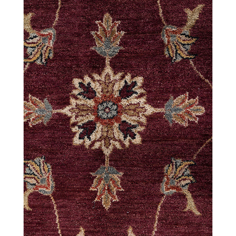 Hand-Knotted Red Wool Rectangular Area Rug, 9' 2" x 12' 3"