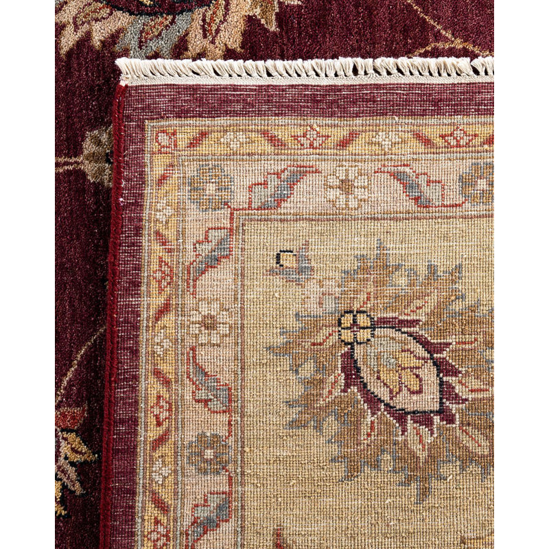 Hand-Knotted Red Wool Rectangular Area Rug, 9' 2" x 12' 3"