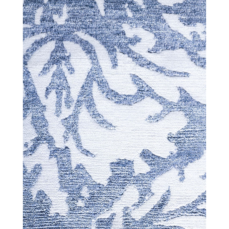 Gray Hand-Knotted Silk Rectangular Area Rug, 9'2" x 12'