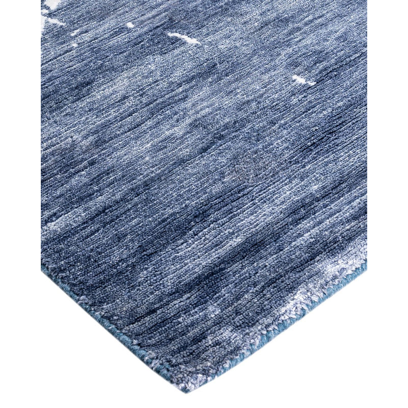 Gray Hand-Knotted Silk Rectangular Area Rug, 9'2" x 12'