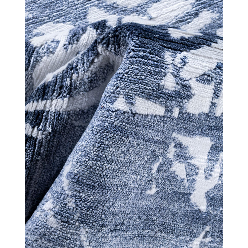 Gray Hand-Knotted Silk Rectangular Area Rug, 9'2" x 12'