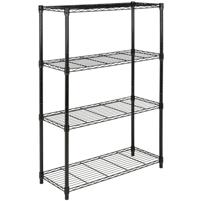 Adjustable 37'' Black Wire Utility Shelving Unit