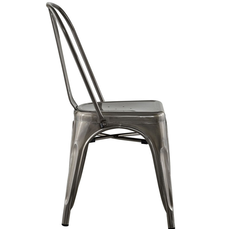 Gunmetal High Back Metal Side Chair