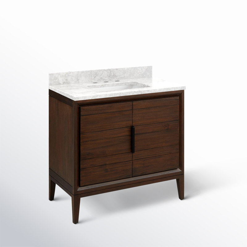 Aliso 36" Java Teak Vanity with Carrara Marble Top