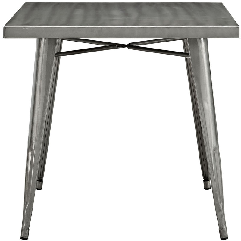 Gunmetal Gray Industrial Square Metal Dining Table