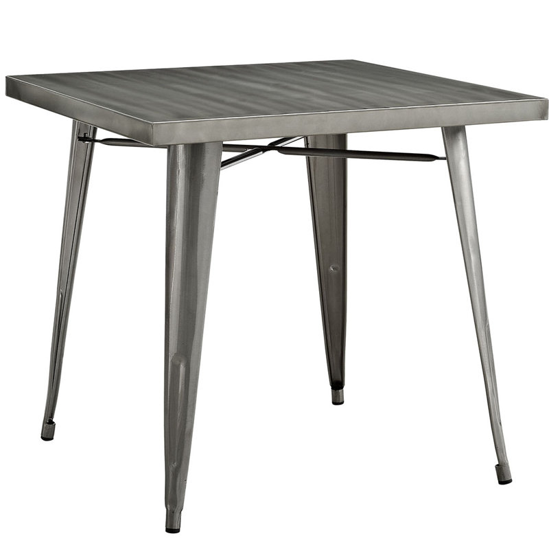 Gunmetal Gray Industrial Square Metal Dining Table