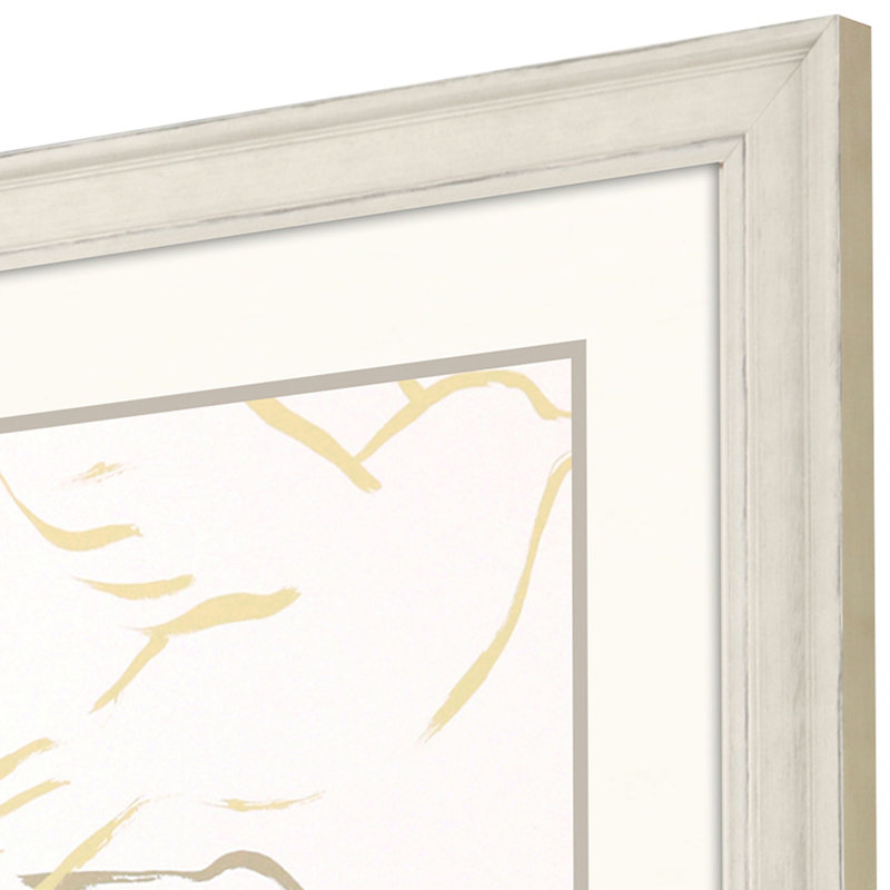 Feather Flight II Distressed Ivory Wood Framed Canvas Art