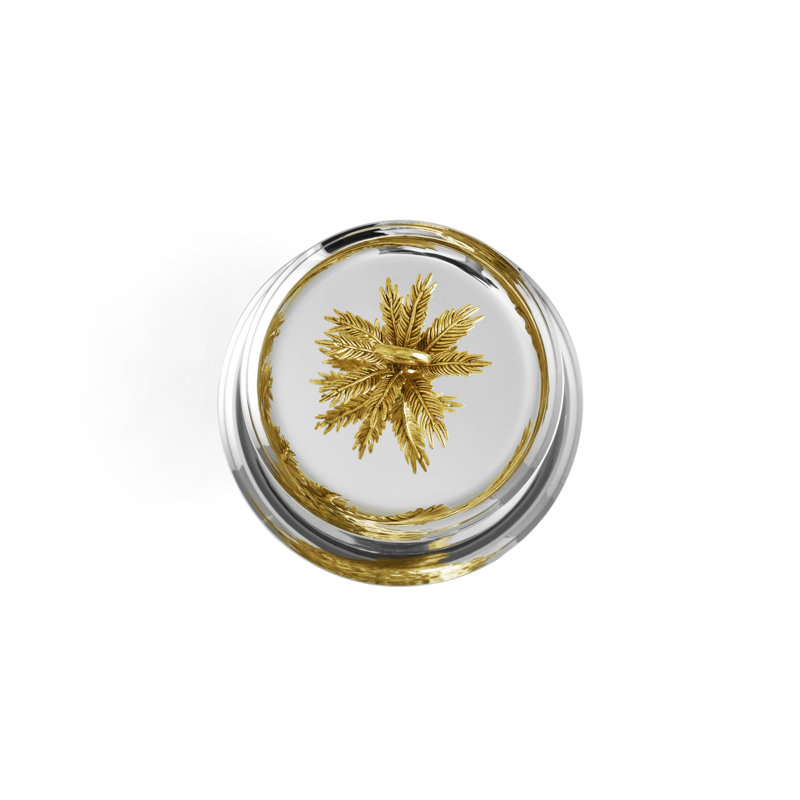 Silver and Gold Round 2-Tier Metal Server with Palm Design