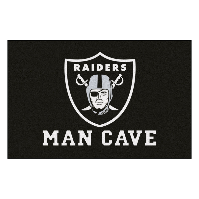 Oakland Raiders Black Rectangular Tufted Rug