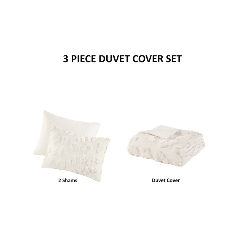 Off-White Animal Chenille Full/Queen Duvet Cover Set