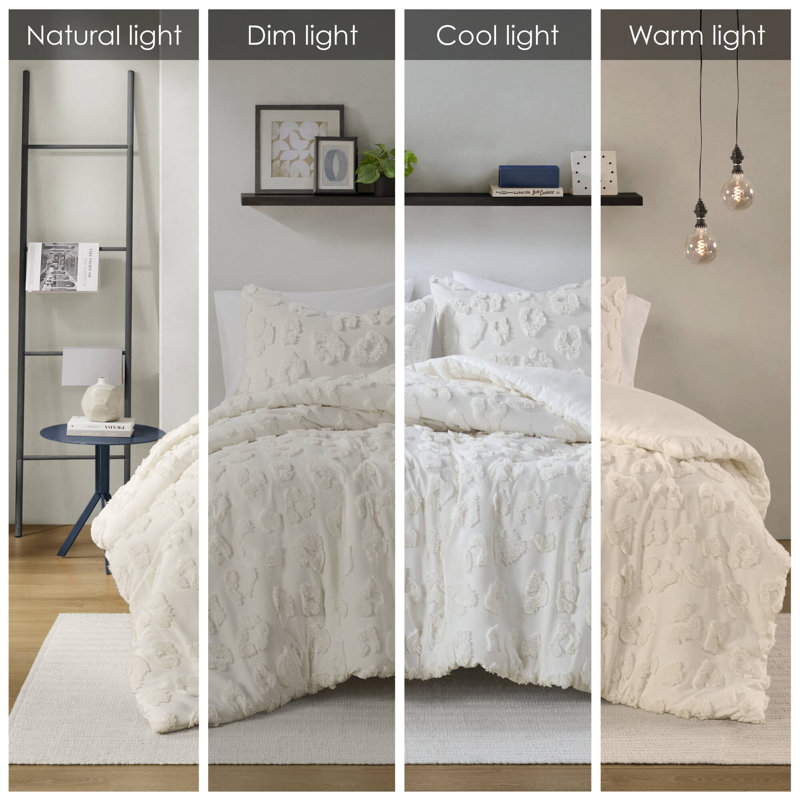 Off-White Animal Chenille Full/Queen Duvet Cover Set