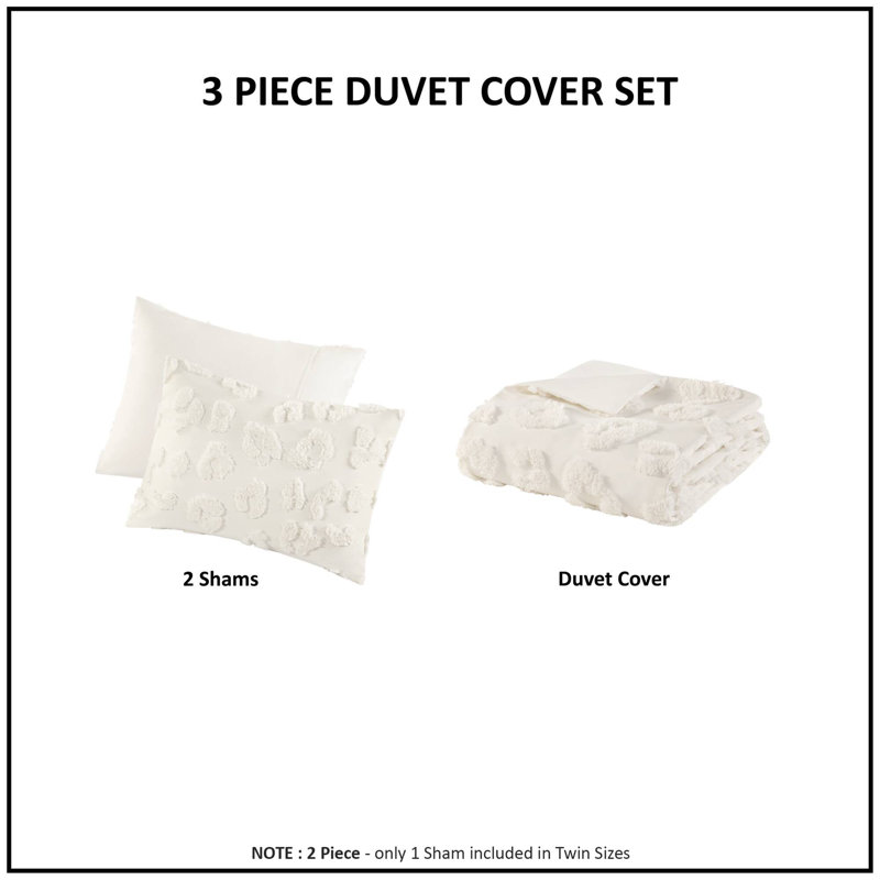 Off-White Animal Chenille Full/Queen Duvet Cover Set