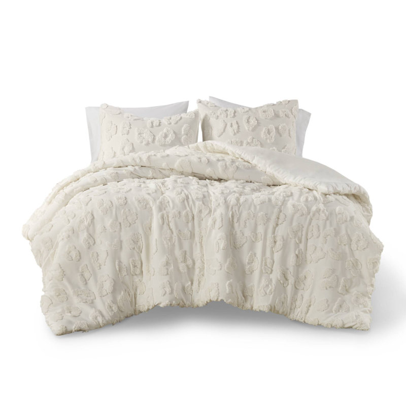 Off-White Animal Chenille Full/Queen Duvet Cover Set
