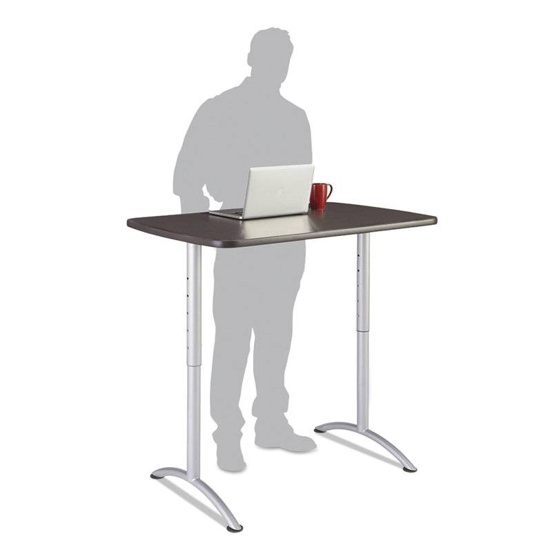 Gray Walnut Adjustable Height Standing Desk with Metal Base