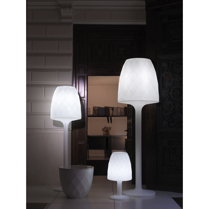 Cordless Ice Blue Polyethylene Resin Outdoor Floor Lamp
