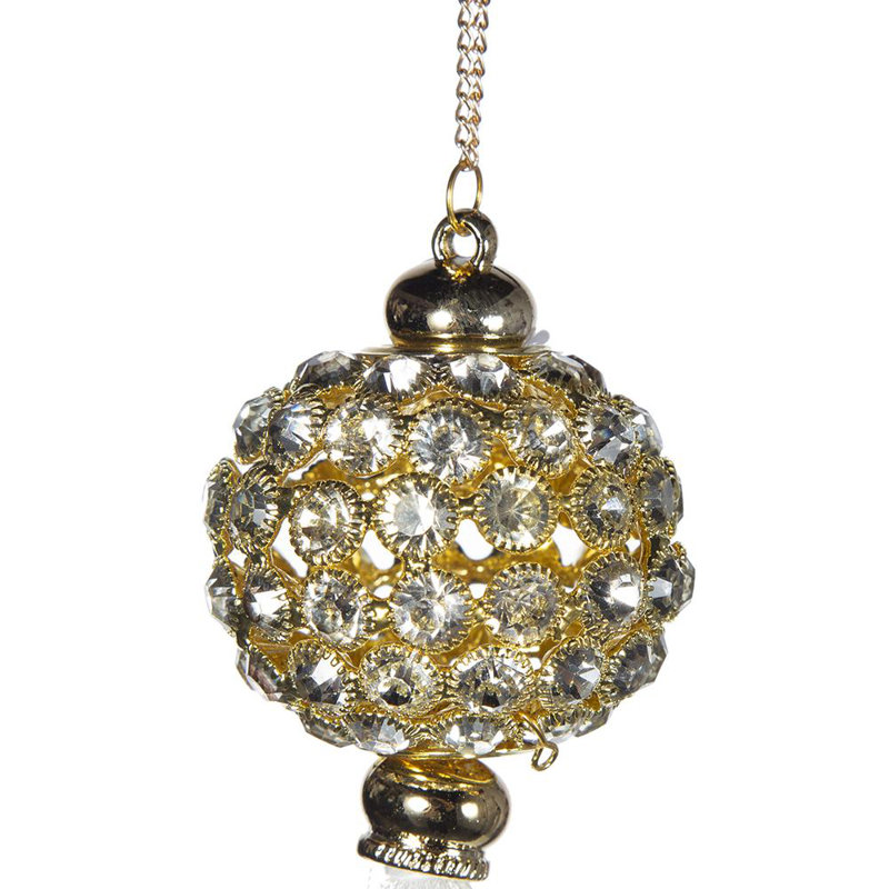 Gold and White Polyester Hanging Ornaments Set of 6