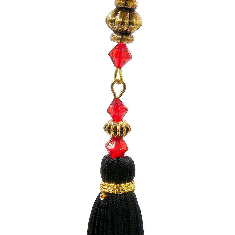 9" Red and Black Acrylic Drop Ornaments with Tassels - Set of 12