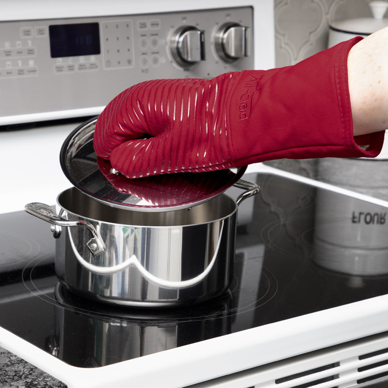Chili Red Silicone Oven Mitt and Pot Holder Set