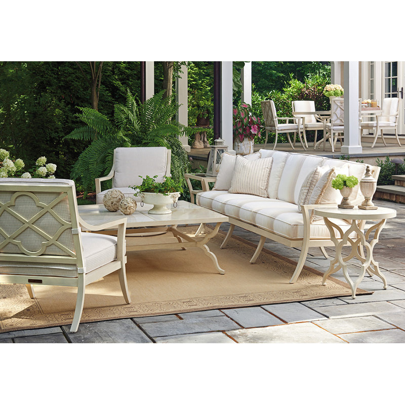 Beige Cast Aluminum Square Outdoor Coffee Table
