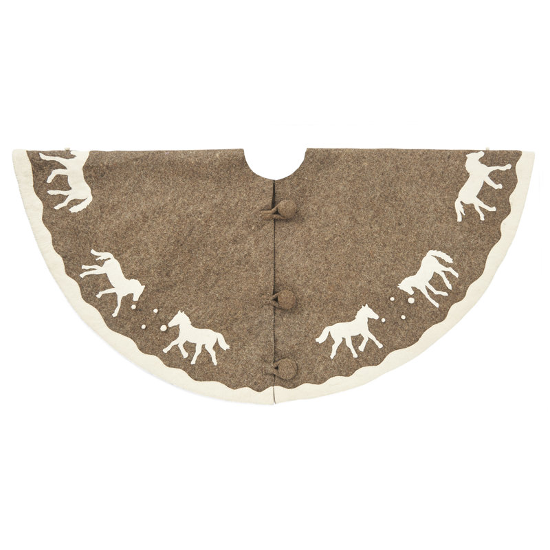 Brown and White Felt Horse Christmas Tree Skirt