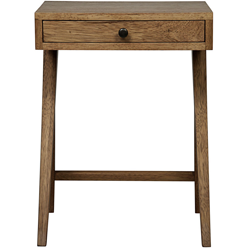 Hendrik Rectangular Dark Walnut Nightstand with Glass Shelf