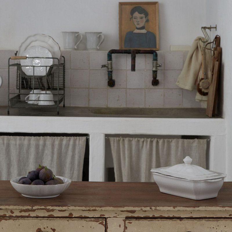 White Ceramic Stoneware Covered Rectangular Casserole