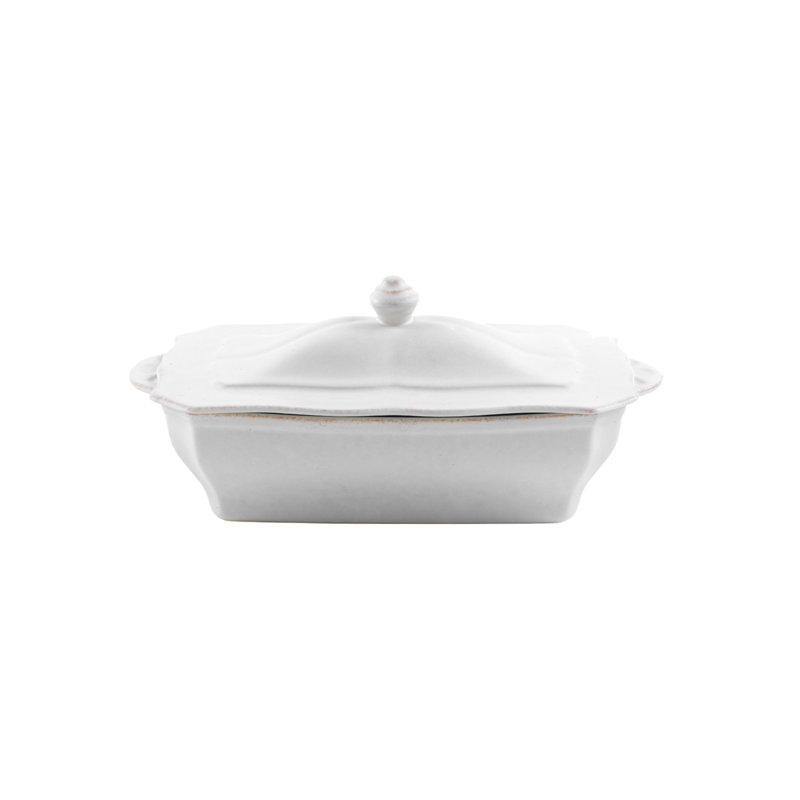 White Ceramic Stoneware Covered Rectangular Casserole