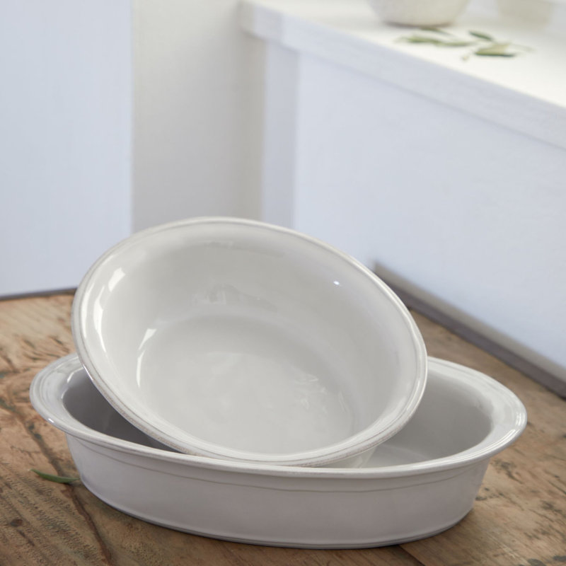 White 13" Fine Stoneware Oval Baker