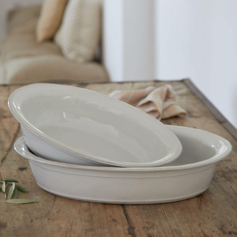 White 13" Fine Stoneware Oval Baker