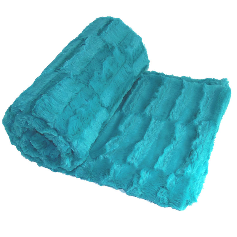 Baltic Blue Reversible Faux Fur Sherpa Throw Blanket