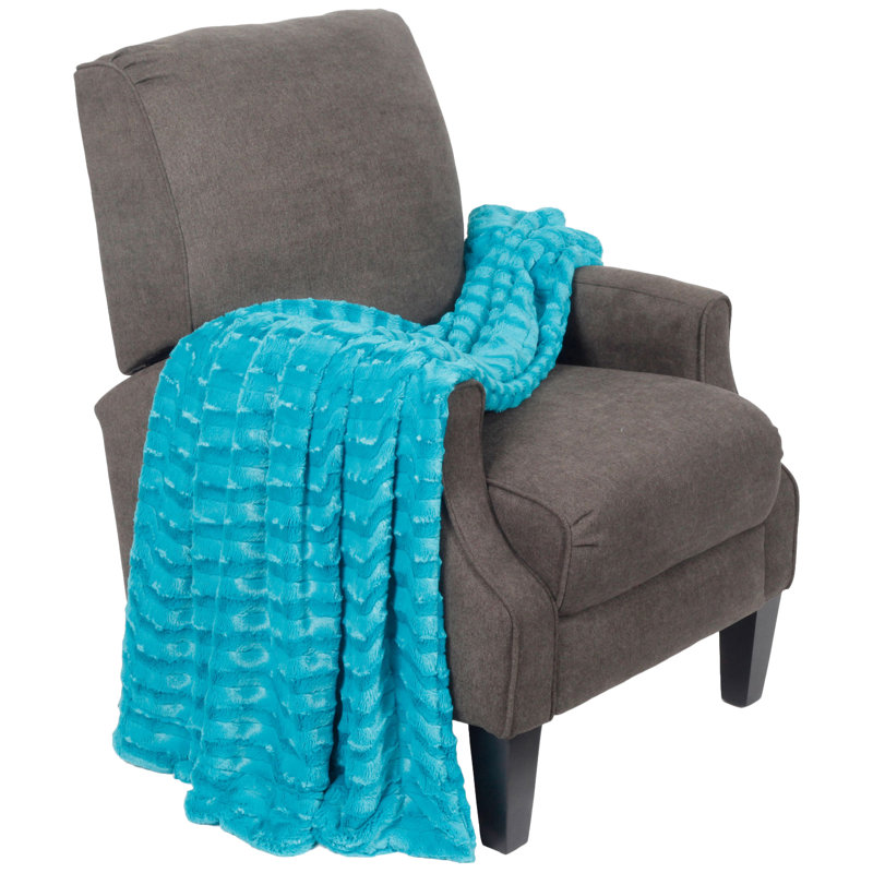 Baltic Blue Reversible Faux Fur Sherpa Throw Blanket