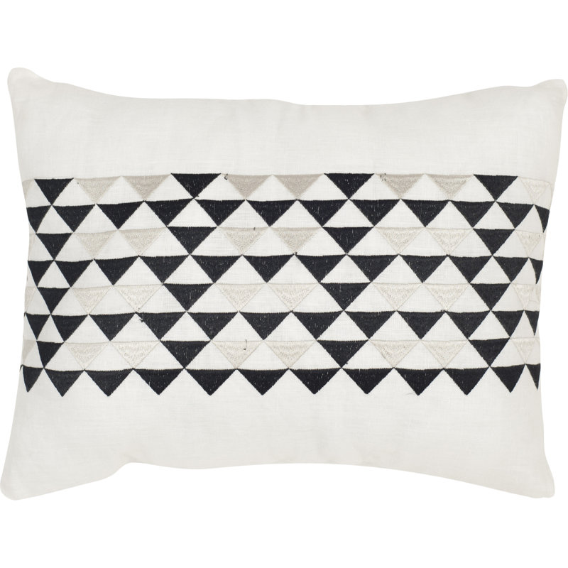Embroidered Feather Linen Throw Pillow (Set of 2)