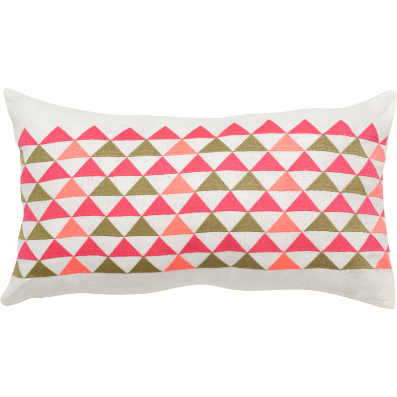 Pink and White Embroidered Rectangular Pillow Set
