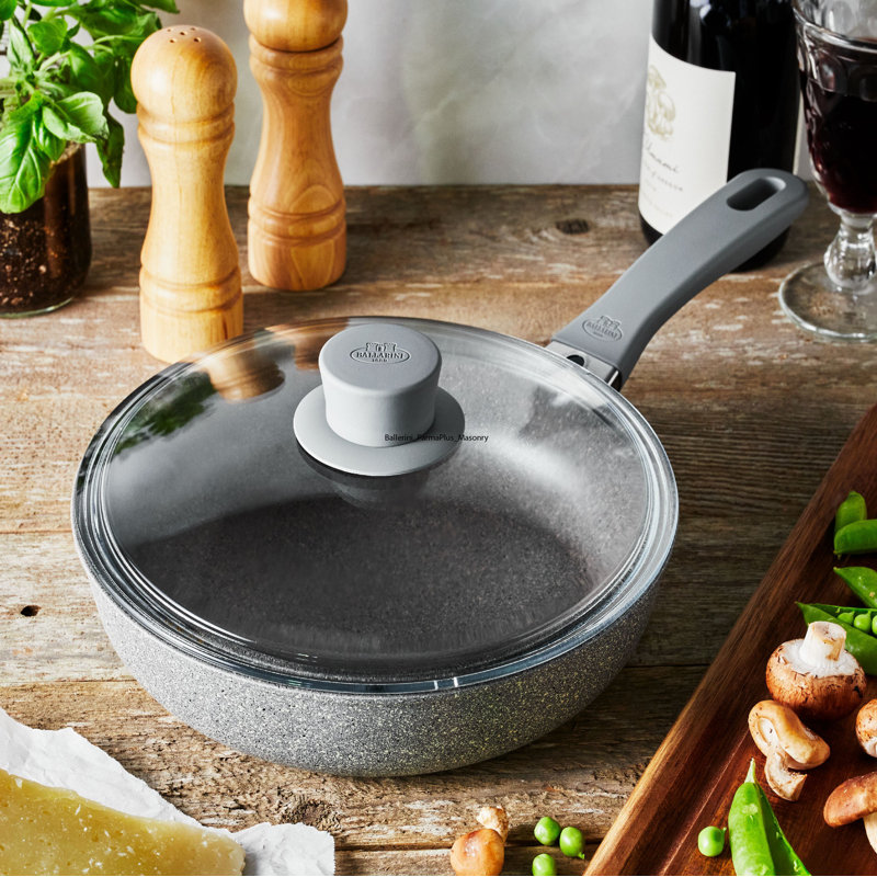 2.6-Qt Gray Aluminum Nonstick Sauté Pan with Lid