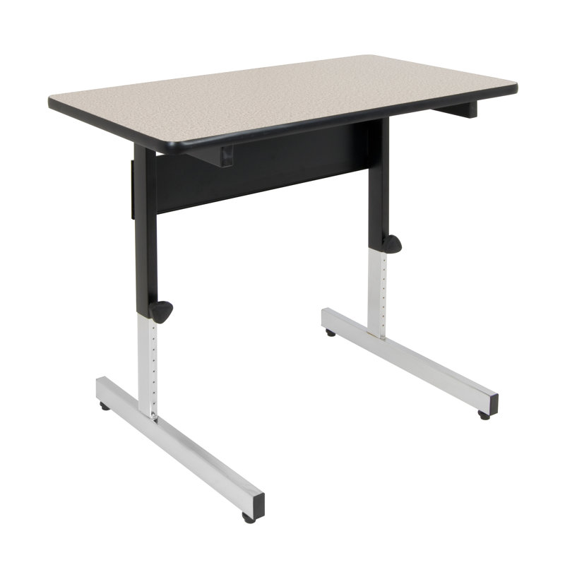 Gray Adjustable Height Writing Desk with Drawer