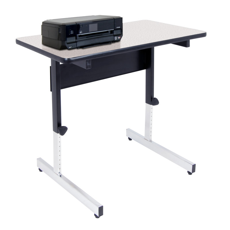 Gray Adjustable Height Writing Desk with Drawer