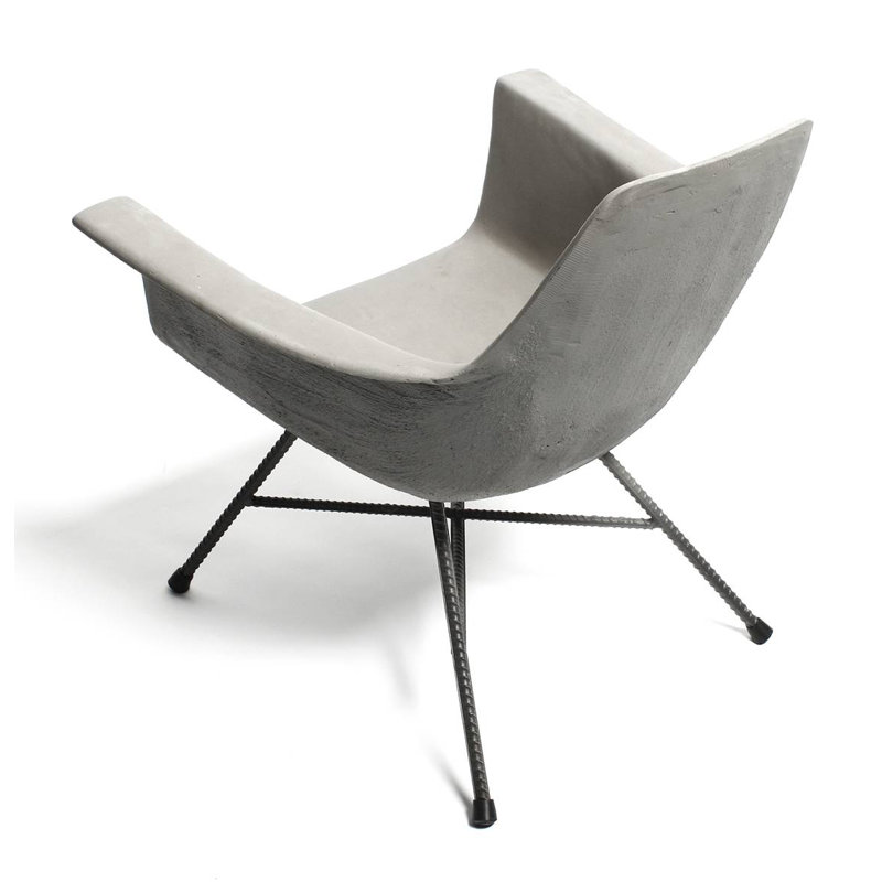 Hauteville Mid-Century Modern Concrete and Metal Armchair