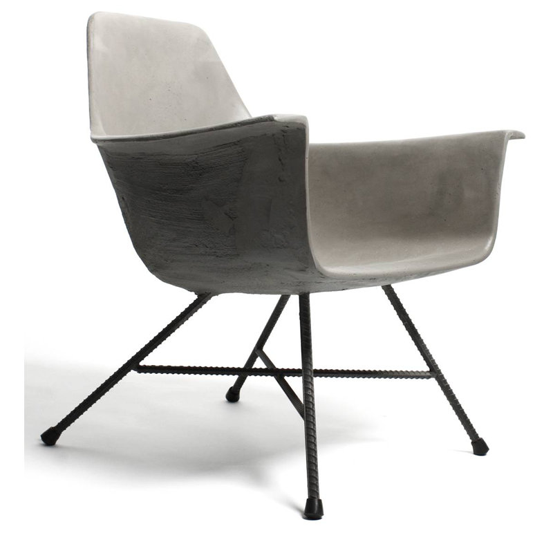Hauteville Mid-Century Modern Concrete and Metal Armchair
